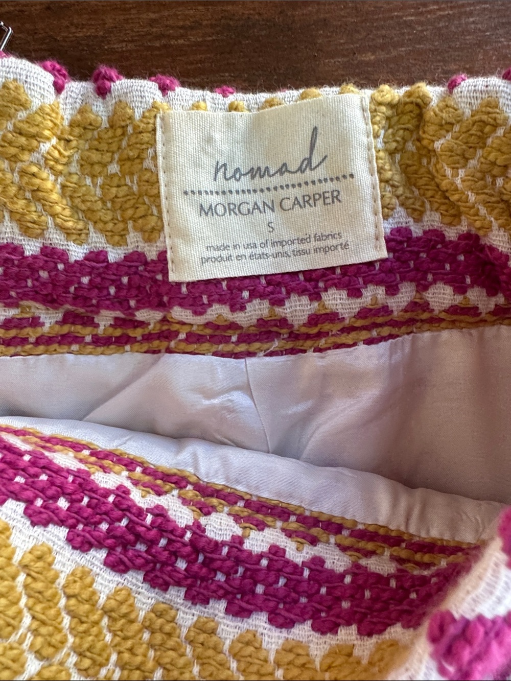 Anthropologie Nomad Morgan Carper Jacquard Mini Skirt Pink Chevron Stripe Size S - Picture 10 of 15